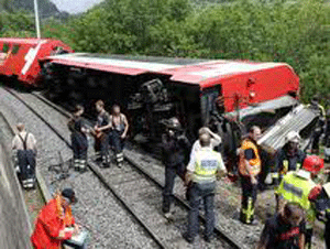 Suiza: Choque de dos trenes de pasajeros