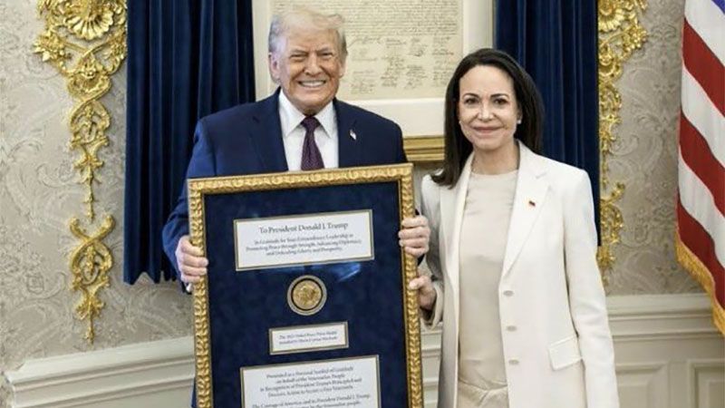 Trump: Mar&iacute;a me entreg&oacute; su Premio Nobel de la Paz